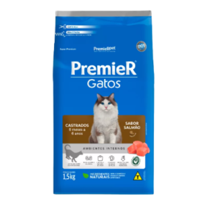 Ração Premier Gato Castrado 6 Meses a 6 Anos Salmão 1,5kg