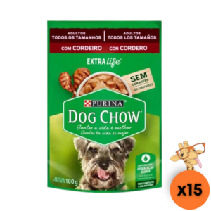 Caixa Ração Úmida Dog Chow Cão Adulto Todos os Tamanhos Cordeiro 100g- 15un