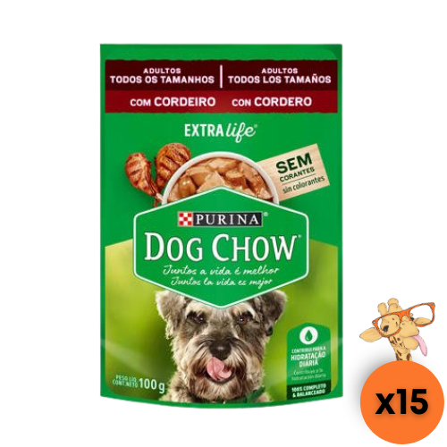 Caixa Ração Úmida Dog Chow Cão Adulto Todos os Tamanhos Cordeiro 100g- 15un