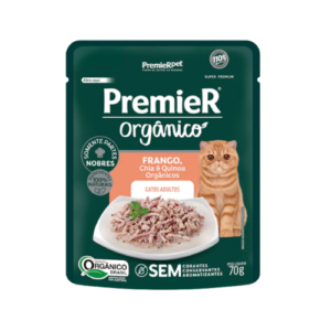 Ração Úmida Premier Orgânico Gato Adulto Frango, Chia e Quinoa 70g