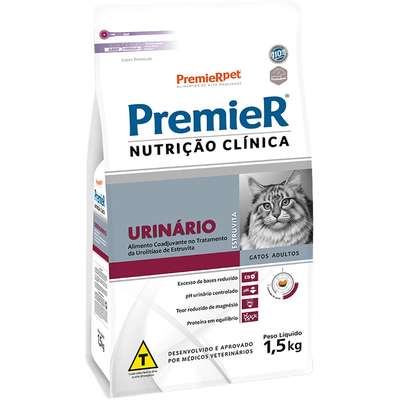Ração Premier Gato Adulto Nutrição Clínica Trato Urinário Estruvita 1,5kg
