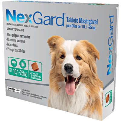 Antipulgas e Carrapatos NexGard Cão 10,1 a 25kg - 1 Tablete