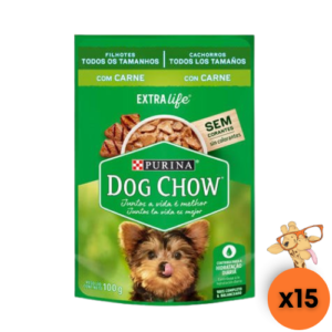 Caixa Ração Úmida Dog Chow Cão Filhote Todos os Tamanhos Carne 100g - 15un