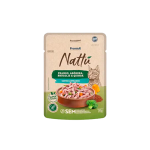 Ração Úmida Premier Nattu Gato Castrado Frango, Abóbora, Brócolis e Quinoa 70g