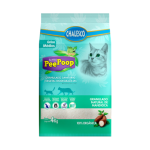 Areia Sanitária Biodegradável PeePoop Grãos Médios Mandioca 4kg