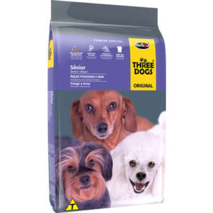 Ração Three Dogs Cão Sênior Raças Pequenas e Minis Original Frango, Carne e Arroz 15kg